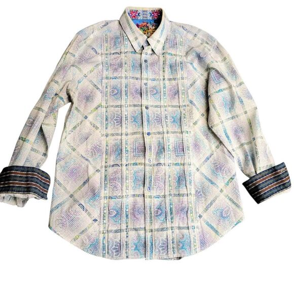 Robert Graham Pastel Paisley Blue Contrast Cotton Knowledge Wisdom Truth Shirt - Picture 2 of 8